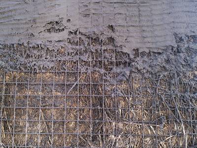 A flat welded wire lath is used on the surface of wall with stucco covered it.